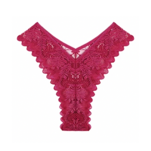 [EOL] High Waist Dames String met Kant - Rood - Vrouwen Lingerie / Ondergoed - Maat M