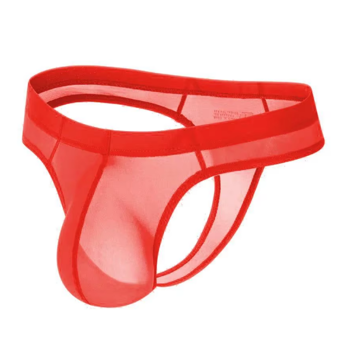 Heren String Transparant  - G-String Doorzichtig Rood - Sexy Mesh Design - Mannen Onderbroek - Lingerie Voor Mannen - Ondergoed Maat XL