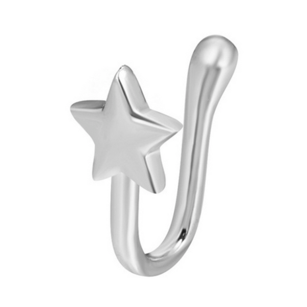 Fake Neuspiercing Zilver - Ster - Nep Neuspiercing Sieraad - Neusring - Nep Piercing Neus Ringetje - Metaal