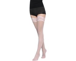 Sexy Hold Up Kousen - Stockings - Stay Up Stocking - Wit Kant - Zelf Ophoudend - Panty - One Size - M tot XXL