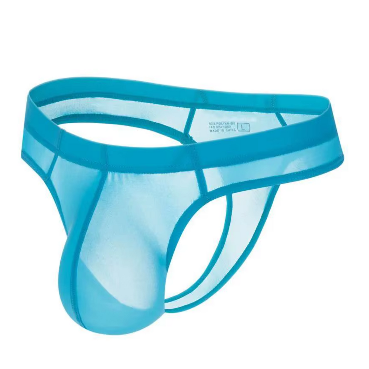 Heren String Transparant  - G-String Doorzichtig Lichtblauw - Sexy Mesh Design - Mannen Onderbroek - Lingerie Voor Mannen - Ondergoed Maat M