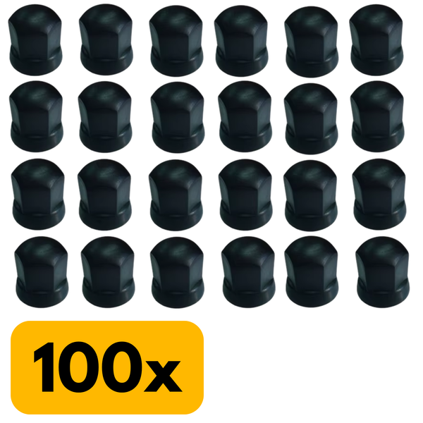 Vrachtwagen Wielmoerdoppen Zwart - 100 Stuks - 50 mm x 33 mm - Kunststof - Wiel Moer Cover Caps - Bescherming Voor Wielmoeren - Wieldoppen - Geschikt Voor Vrachtwagen / Trucks / Aanhanger / Bus / Trailer - Voertuig accessoires