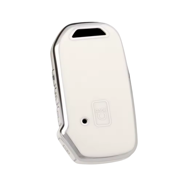 Zachte TPU Sleutelcover - Sleutelhoesje Geschikt voor Kia Niro / Cerato / Forte / Sorento / Soul / Telluride SX / Telluride / 2021 / Sportage R / 2022 / K5 / GT Lijn / 2021 / Seltos / Greed - Wit met Zilver - Key Cover - Auto Accessoires