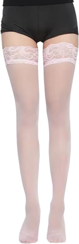 Sexy Hold Up Kousen - Stockings - Stay Up Stocking - Wit Kant - Zelf Ophoudend - Panty - One Size - M tot XXL