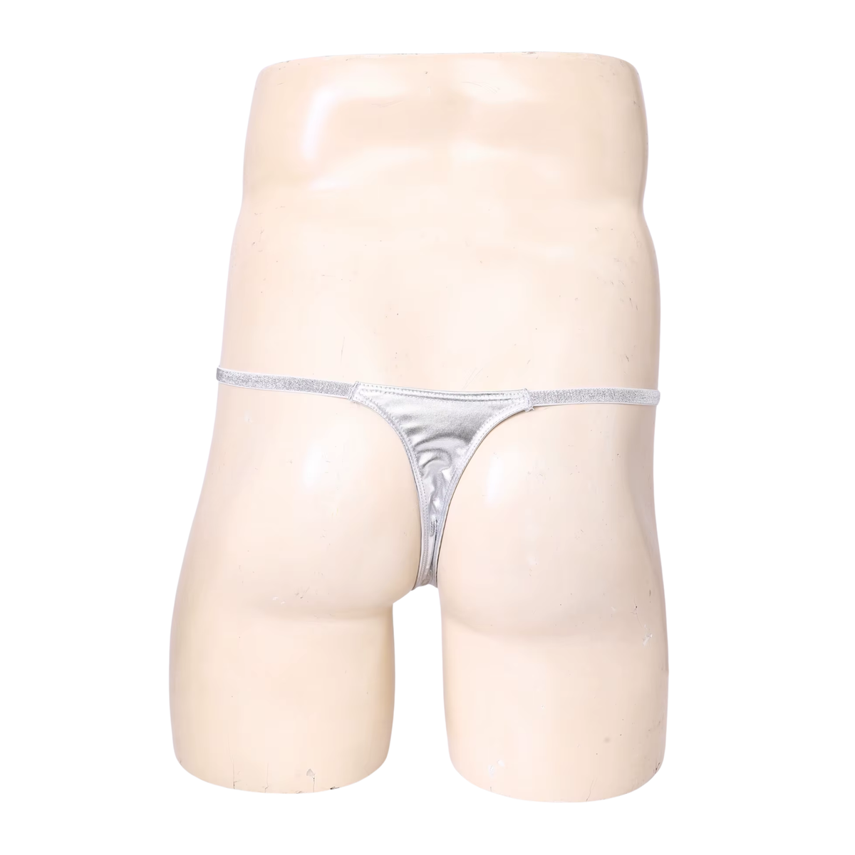Heren Glanzende G-String – Zilver - Sexy Pouch Ondergoed - Mini String - Smalle Zilveren Bandjes - Lage Taille & Hoge Elasticiteit – Ondergoed / Onderbroek / Slip - Mannen Lingerie - One Size