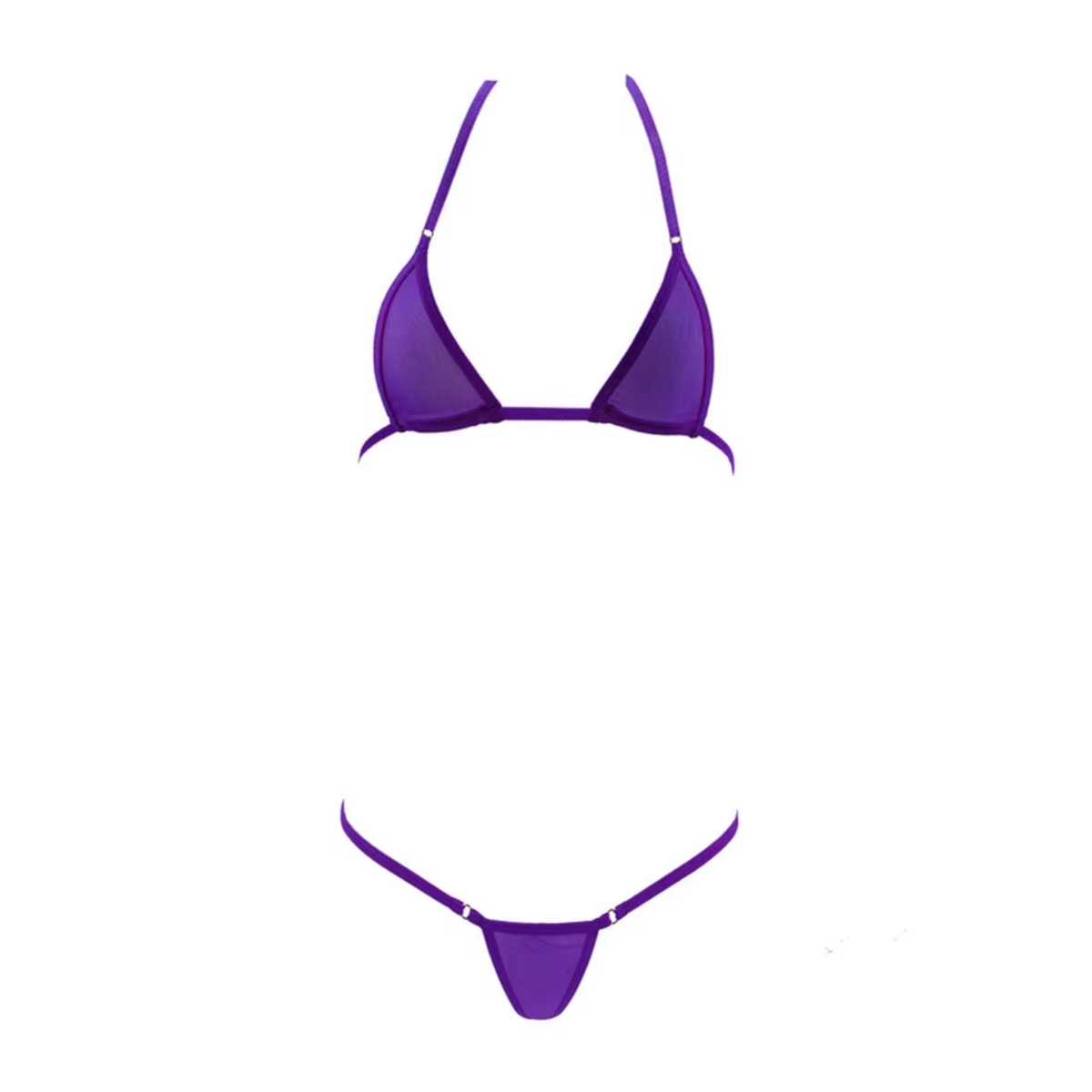 Sexy Dames Bikini Set – Paars - Mini Lingerie Set Tweedelig - Halter Top Zonder Beugel - Micro T String - Met Verstelbare Bandjes & Stretch - Ondergoed Voor Vrouwen - One Size