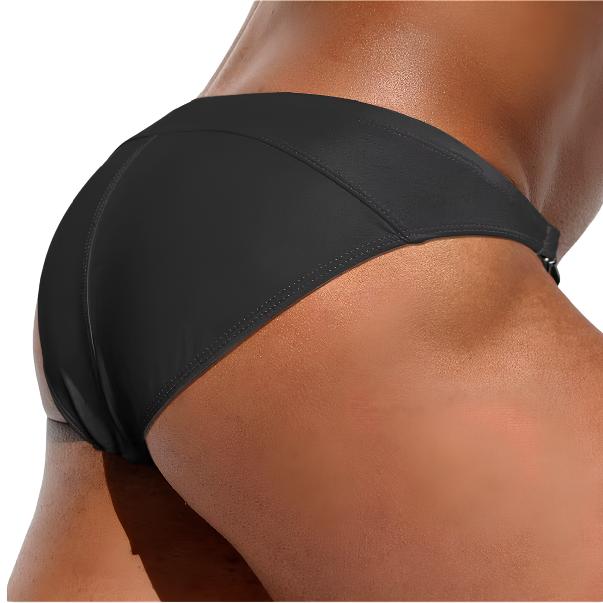 Sexy Heren Zwembroek - Metalen Gespen - Zwart - Mannen Zwarte Zwembroek - Slip Swimwear - Ondergoed - Strandkleding - Maat L