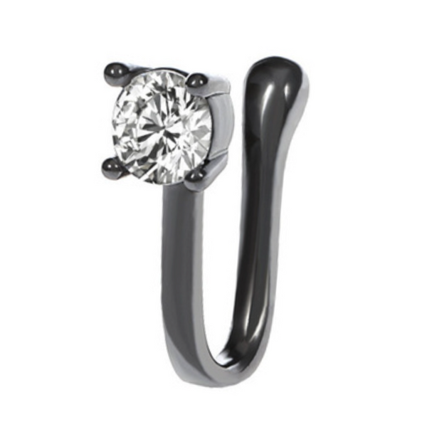 Fake Neuspiercing Zwart - Steentje / Kristal - Nep Neuspiercing Sieraad - Neusring - Nep Piercing Neus Ringetje - Metaal