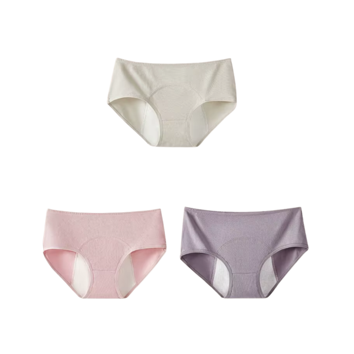 3 Pack - Menstruatie Ondergoed - Roze, Grijs en Paars - Dames Slips - Comfortabel & Absorberend - Onderbroek 95% Katoen - Dames Lingerie / Ondergoed Set - Maat XL