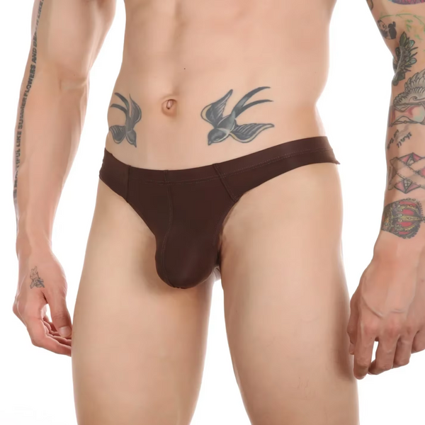 [EOL] Heren String Transparant - G-String Doorzichtig Bruin - Sexy Mesh Design - Mannen Onderbroek - Lingerie Voor Mannen - Ondergoed Maat XXL / 2XL