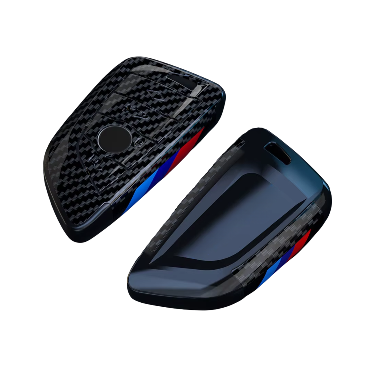 Premium Sleutelcover - Gloss Carbon Look - Donkerblauw / Lichtblauw / Rood - Sleutelhoesje Geschikt voor BMW 1 serie / 3 serie / 5 Serie / 7 Serie / X1 / X3 / X4 / X5 / F16 / G20 / G30 / F11 / M - Key Cover - Auto Accessoires