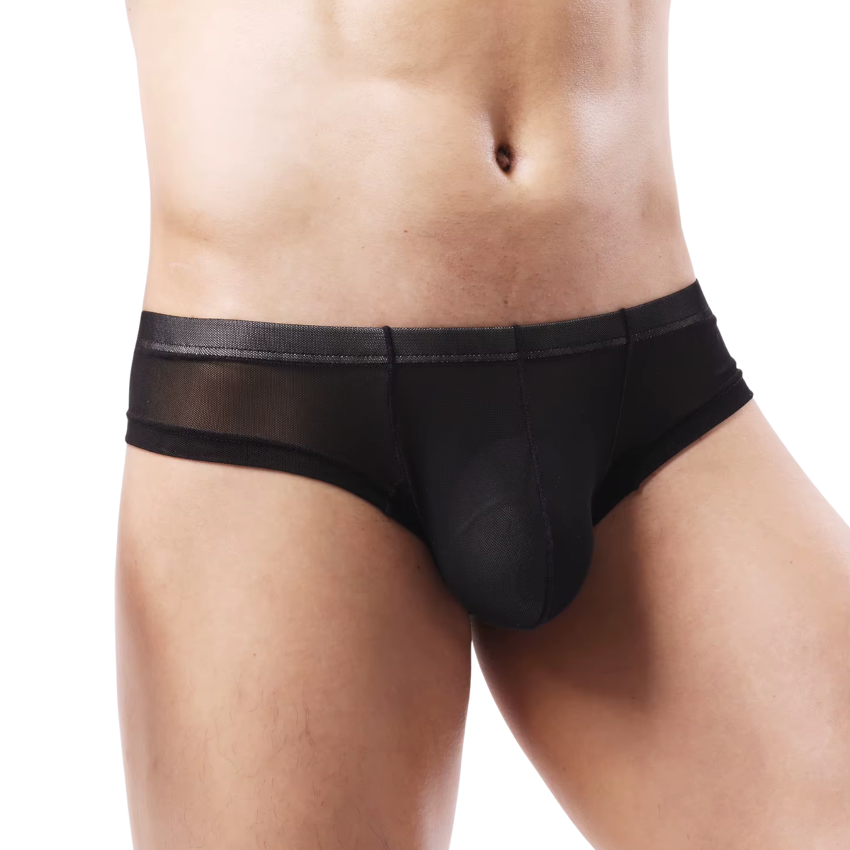 Heren String Transparant - Low Waist - G-String Doorzichtig Zwart - Sexy Mesh Design - Mannen Onderbroek - Lingerie Voor Mannen - Ondergoed Maat L