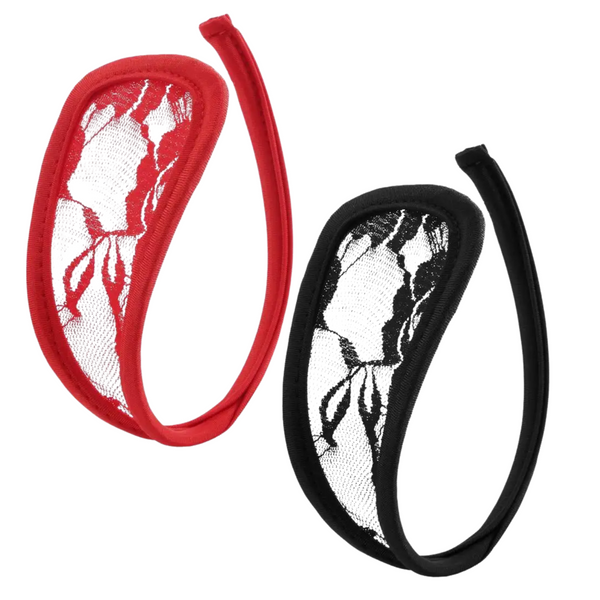 Onzichtbare C-Strings - Zonder Zijbandjes / Zijkant - Strapless - Onzichtbaar / Invisible - Herbruikbaar - Zwart & Rood - One Size
