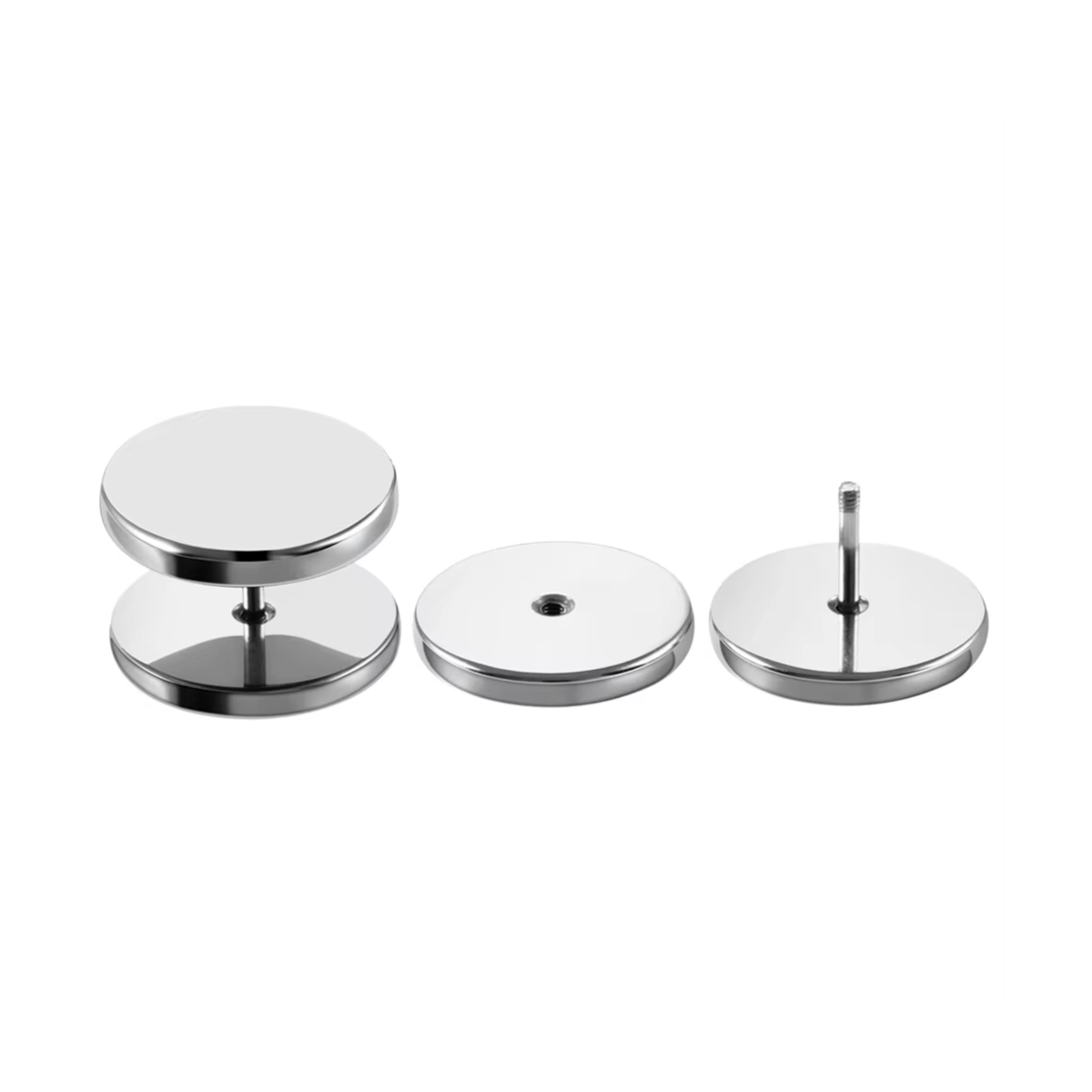 Piercing Set - 2 Nep Tunnel Piercings - Zilver & Zwart - Stainless Steel - Lippiercing / Oorpiercing - Piercing Schroefje  - Oorbel - Verkleedaccessoires - 6mm