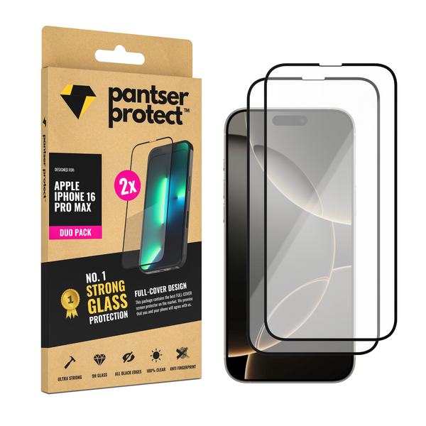 DUO-PACK - 2x Pantser Protect™ Glass Screenprotector Geschikt voor Apple IPhone 16  Pro Max - Case Friendly - Premium Pantserglas - Glazen Screen Protector