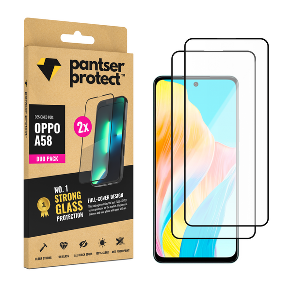 DUO-PACK - 2x Pantser Protect™ Glass Screenprotector Geschikt voor OPPO A58 - Case Friendly - Premium Pantserglas - Glazen Screen Protector