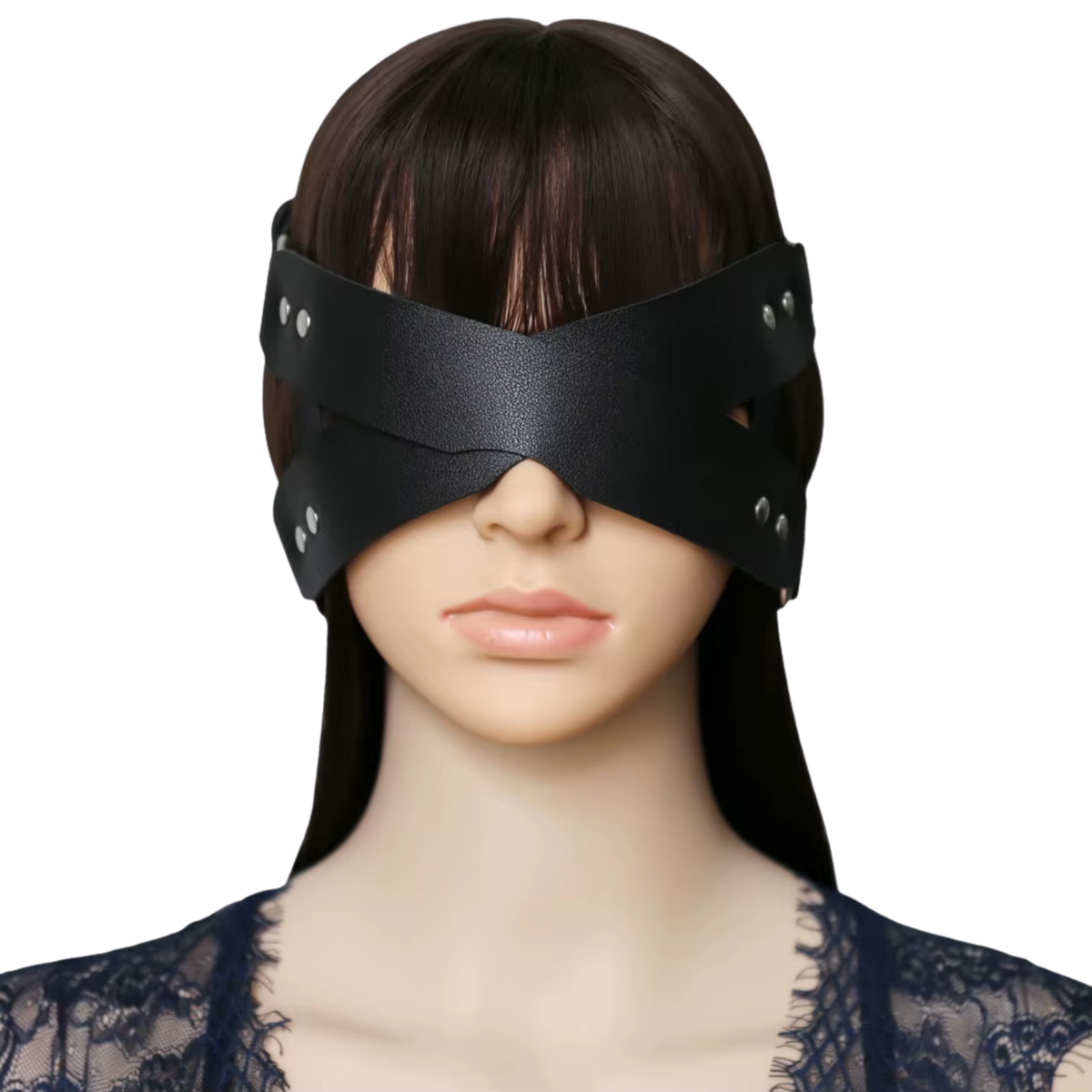 Masker Met Riempjes - Zwart - PU Leder - Spannend Oogmasker - Unisex - Sex Speeltjes Toys - Roleplay / Rollenspel - Erotiek - BDSM Bondage Masker