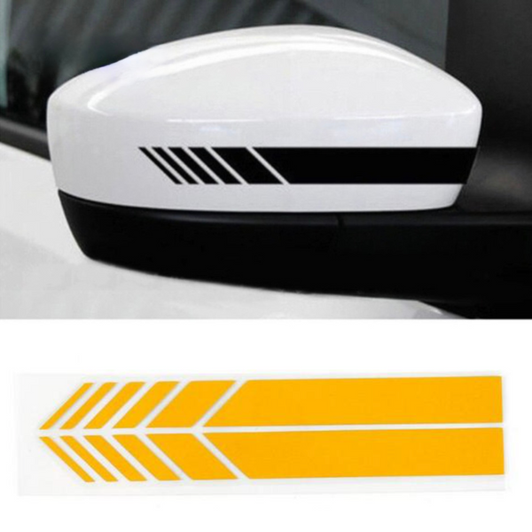 Auto Spiegelkap Stickers Geel - Set van 2 - Spiegelkappen Striping Wrap - Autostickers Zijspiegels - Auto Accessoires Stickers