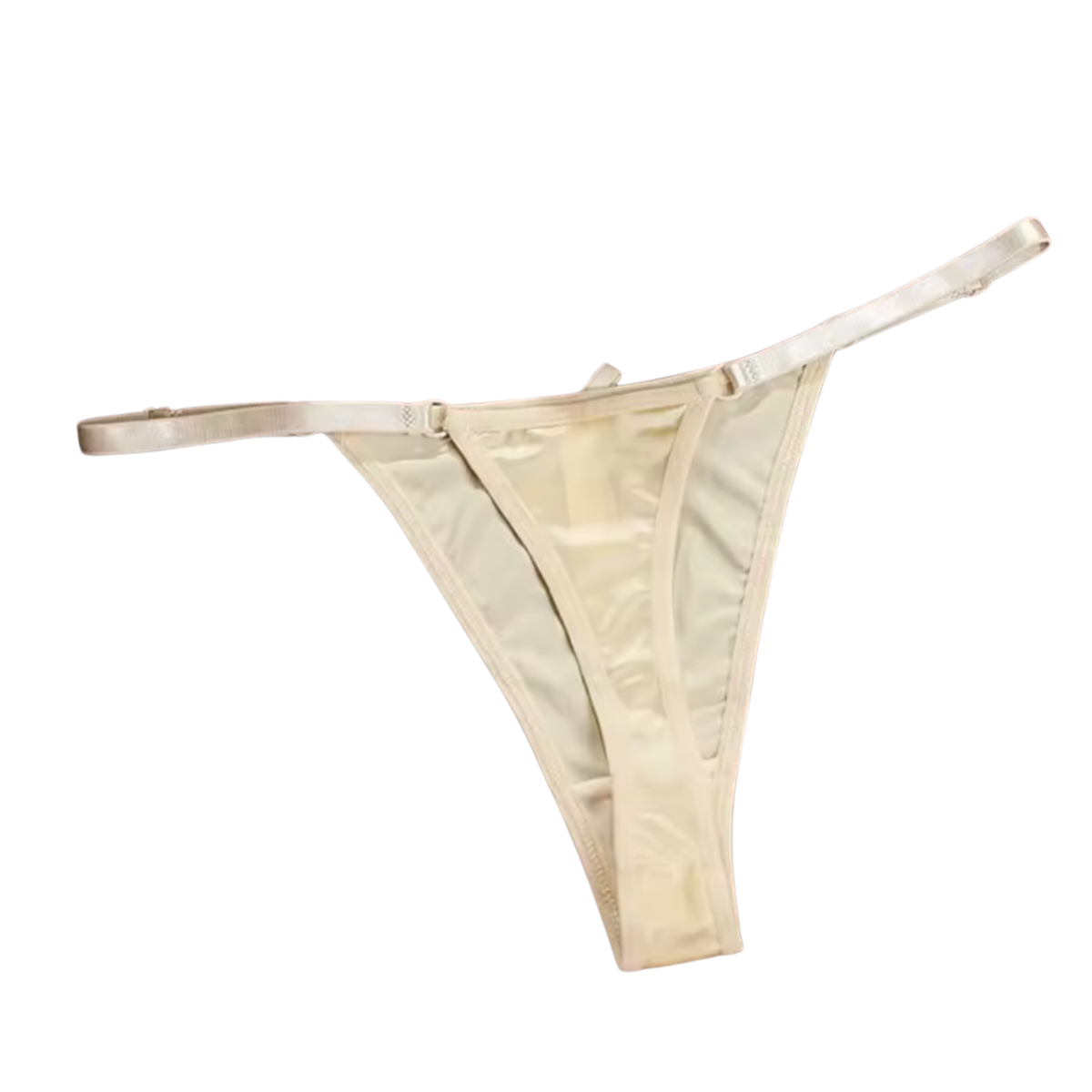 Sexy Satijnen String met Strik - Beige - Schattig - Satijn & Strikje - Dames Onderbroek - Kanten Lingerie / Ondergoed - Maat S