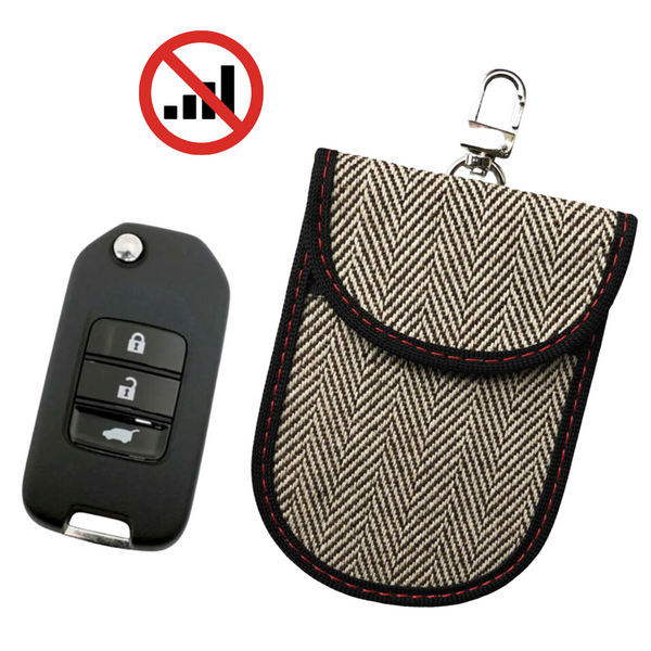 Anti Diefstal Sleutelhoesje Beige - Autosleutel RFID Case - Blokkeert Signalen - Sleutelcover met Sleutelhanger - Sleutel Etui Keyless Entry - Antidiefstal - Pinpas