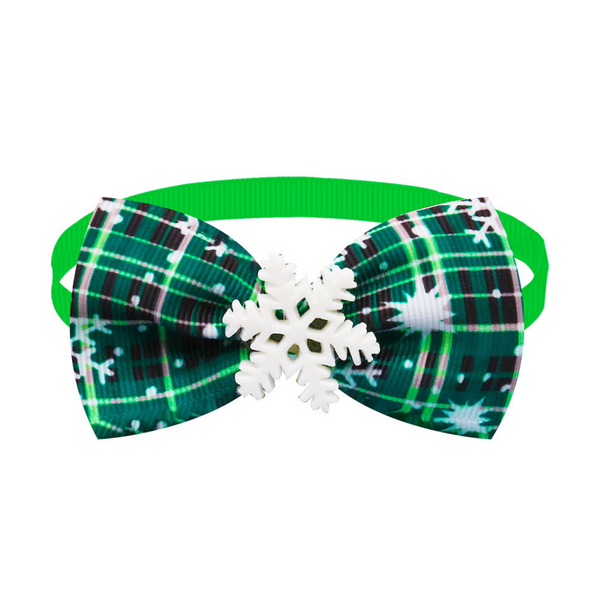 Kerst Halsbandje met Strik - Kleine Honden en Katten - Hond & Kat - 22 tot 37 CM - Winter Halsband - Strik & Sneeuwvlok - Hondenkleding