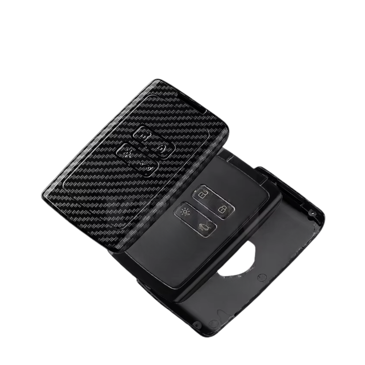 Carbon Look Sleutelcover - Sleutelhoesje Geschikt voor Renault Koleos / Scénic 4 / Arkana / Captur / Mégane / Talisman / Espace / Clio / Zoë / Dacia Sandero - Zwart - Key Cover - Auto Accessoires