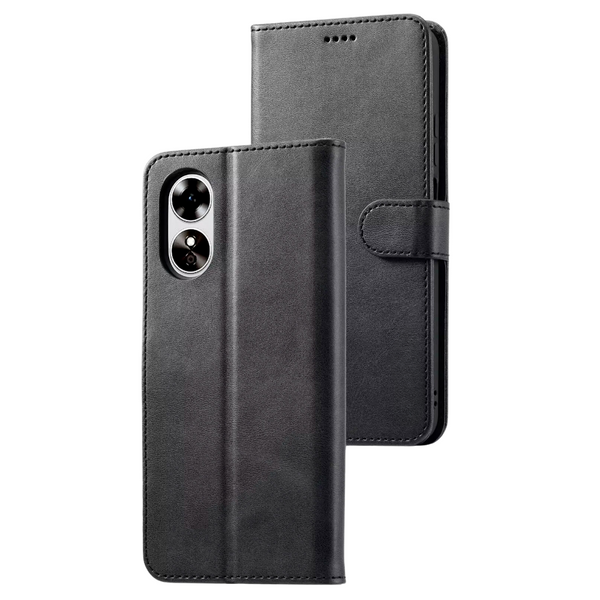 [EOL] Hoesje Zwart - Geschikt voor OPPO A58 - Portemonnee Book Case - Boekje Met Kaarthouder / Pasjeshouder en Magneetsluiting - Booklet - Wallet Beschermhoes - Telefoonhoesje
