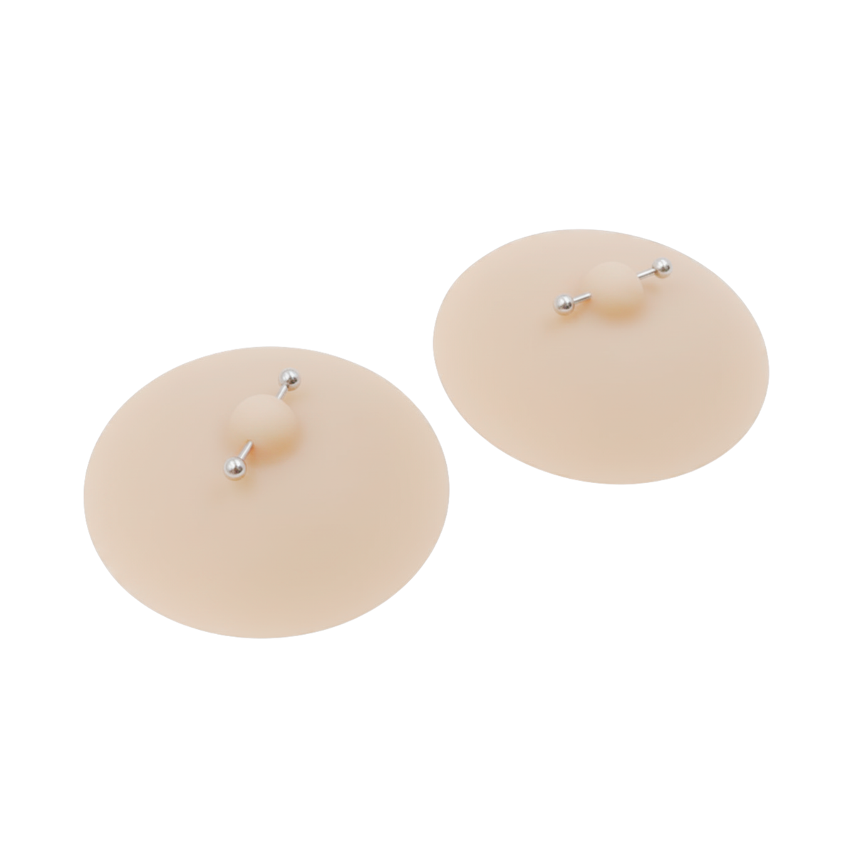 Fake Piercing Tepelcovers - Zilver - Stainless Steel - 2 Stuks - Beige - Tepelpiercing / Nipplecover / Tepelcover / Tepelsticker - Nep Piercing - Verkleedaccessoires - 8,5 CM