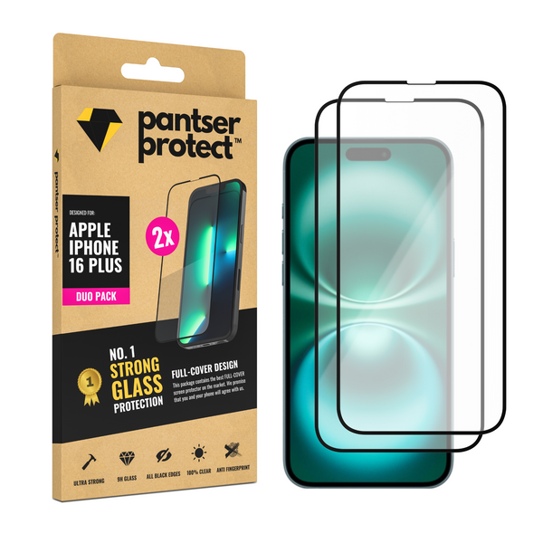 DUO-PACK - 2x Pantser Protect™ Glass Screenprotector Geschikt voor Apple IPhone 16  Plus / 16+ - Case Friendly - Premium Pantserglas - Glazen Screen Protector