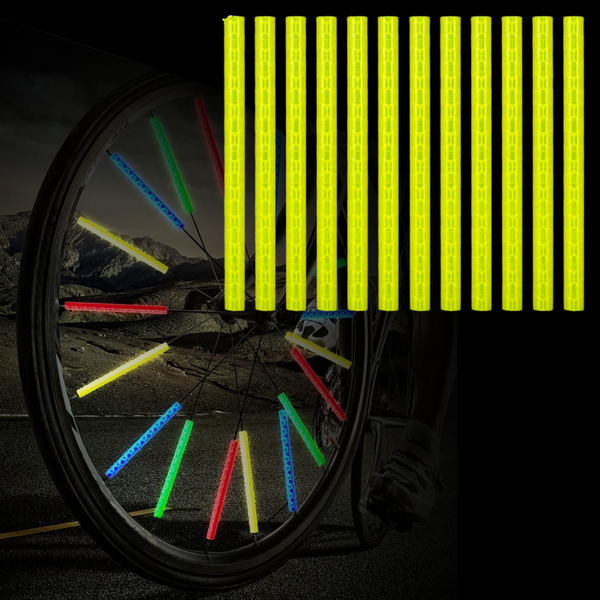 Fiets Spaak Reflector Geel - 12 Stuks - Glow In The Dark - Spaakreflector - Spaakreflectoren Staafjes