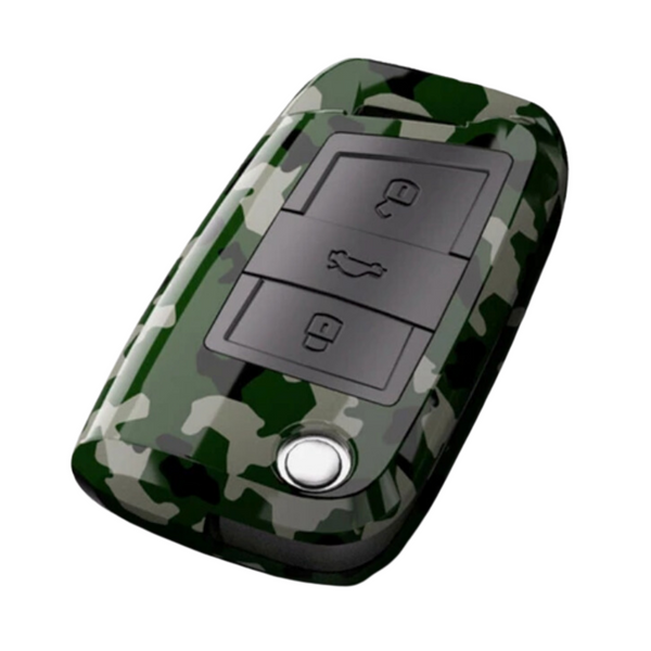 Sleutelcover - Army Look - Sleutelhoesje Geschikt voor Volkswagen Golf / Tiguan / Seat Leon / Ateca / Ibiza - Skoda Kodiaq / Octavia / Karoq - Hard Shell Key Cover - Auto Accessoires