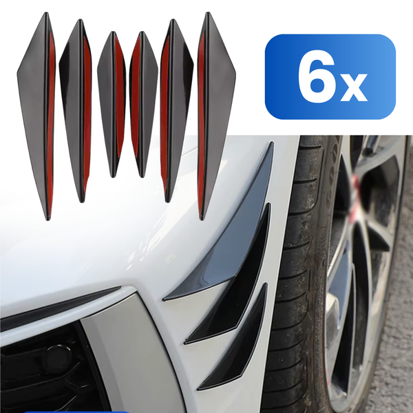 Universele Voorbumper Spoiler Set - 6 Stuks - Zwart - Spoiler Vinnen - Autospoiler - Bumper Strips Lip - Frontsplitter - Canards - Tuning Auto Accessoires