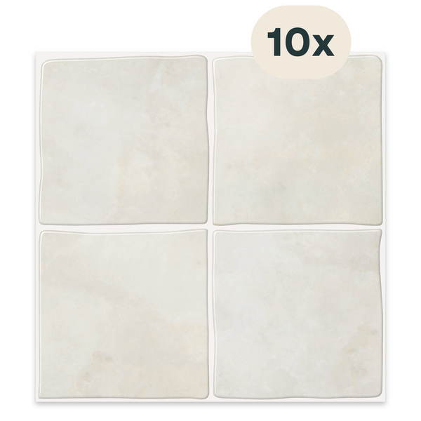 Solusia Zelfklevende Plaktegels - Beige – 10 Luxe Plaktegels voor Wand – Waterdichte Wandpanelen voor Keuken, Badkamer en Toilet – 25,4 x 25,4 cm – Makkelijk aan te brengen - Tegeltjes Tegelstickers Vierkant