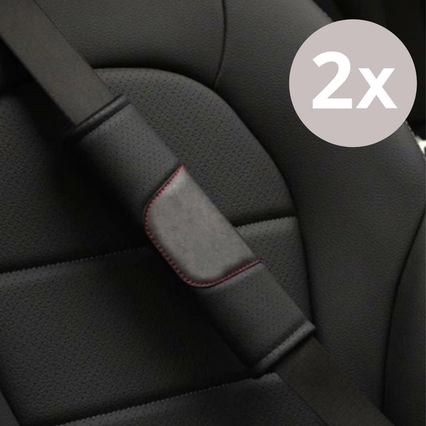Luxe Gordel Covers - Set van 2 Gordelhoezen - Zwart Leather Look - Zachte Gordel Hoes Beschermer - Ook voor Kinderen -Geschikt voor alle automerken/ universeel - Auto Accessoires - Gordelhoes Gordelbeschermer