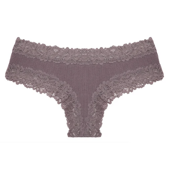 Sexy Dames Slip met Kant - Nude - Onderbroek 95% Katoen - Dames Lingerie / Ondergoed - Brazilian String - Maat L