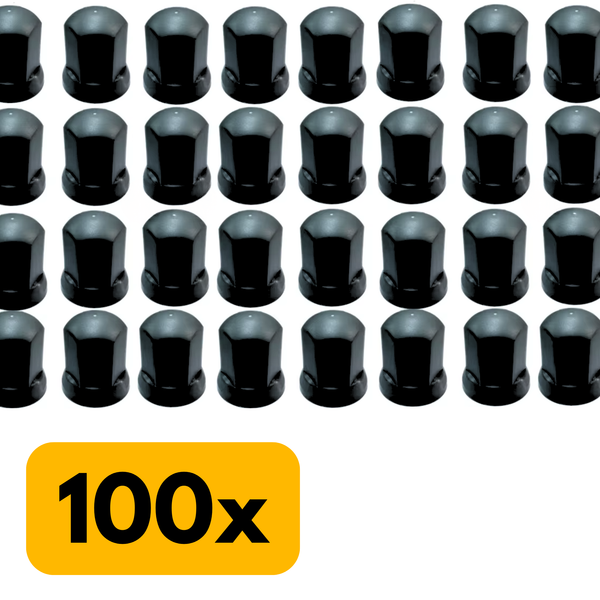 Vrachtwagen Wielmoerdoppen Zwart - 100 Stuks - 60 mm x 33 mm - Kunststof - Wiel Moer Cover Caps - Bescherming Voor Wielmoeren - Wieldoppen - Geschikt Voor Vrachtwagen / Trucks / Aanhanger / Bus / Trailer - Voertuig accessoires