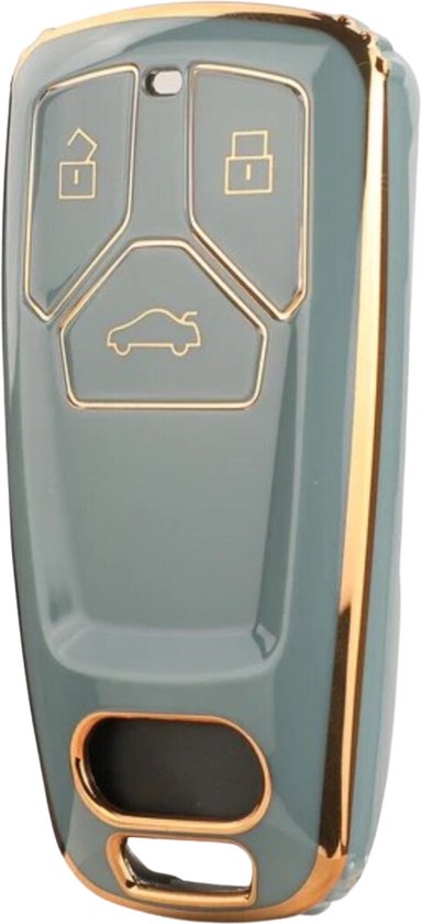 Zachte TPU Sleutelcover - Geschikt voor Audi A4 / A5 / A6 / A7 / S4 / S5 / S6 / Q5 / TT / RS - Blauw met Goud - Sleutel Hoesje Cover - Auto Accessoires