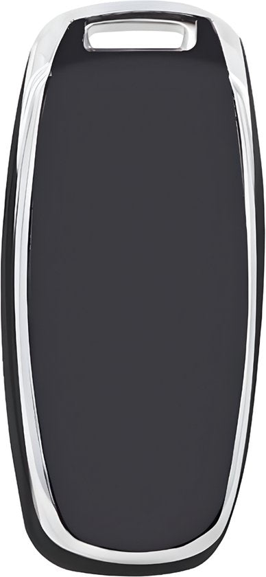 Zachte TPU Sleutelcover - Sleutelhoesje Geschikt voor Audi A3 / A4 / B9 / A6 / C8 / A7 / S7 / 4K / A8 / D5 / S8 / Q7 / Q8 / SQ8 / E-tron / 2018 / 2019 / 2020 / 2021 / 2022  - Zwart met Zilver - Key Cover - Auto Accessoires