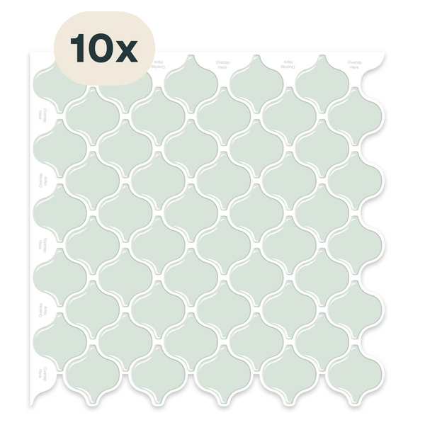 Solusia Zelfklevende Plaktegels Groen - Oosters Patroon – 10 Luxe Plaktegels voor Wand – Waterdichte Wandpanelen voor Keuken, Badkamer en Toilet – 25,4 x 25,4 cm – Makkelijk aan te brengen - Tegeltjes Tegelstickers Moroccan Lantern