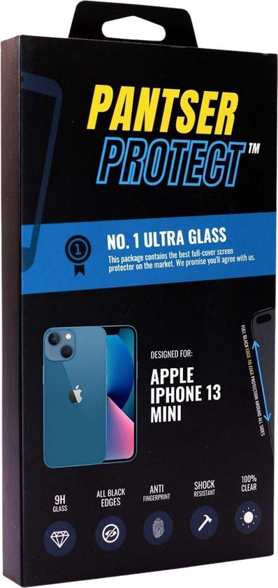 Pantser Protect ™ Case Friendly Full Edge Screenprotector Geschikt voor Apple iPhone 13 Mini - Premium glazen anti vingerafdruk full-cover Pantserglas Protector - Tempered Glass Bescherm Glas