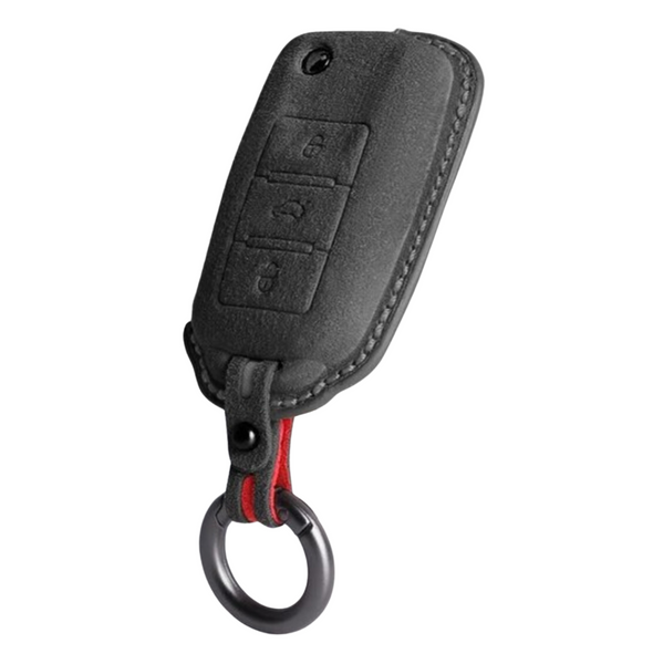 Luxe Alcantara Sleutelcover - Sleutelhoesje Geschikt voor Volkswagen Golf / Polo / Tiguan / Up / Passat / Seat Leon / Skoda Citigo - Alcantara Look - Zacht Sleutel Hoesje - Met Hanger - Auto AccessoiresVW