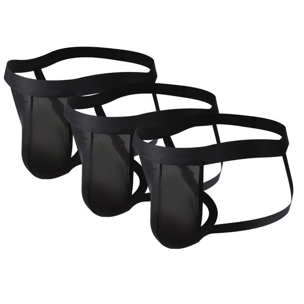 3 Pack - Heren String Transparant - Jockstrap Doorzichtig Zwart - Sexy Design - Zacht en Comfortabel - Mannen Onderbroek - Lingerie Voor Mannen - Maat L