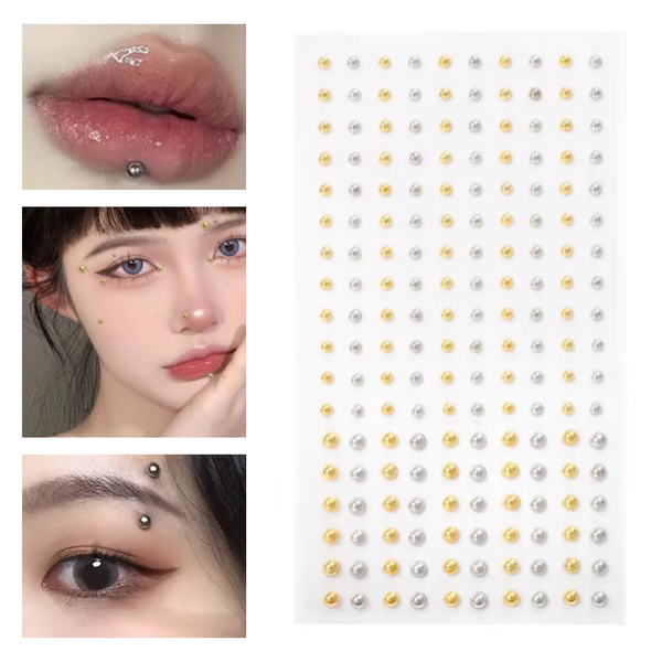 Fake Plak Piercings Goudkleurig & Zilverkleurig - Plakpiercing - Nep Piercing Bolletjes Studs - Oorbellen Met Plakkers - Oor / Wenkbrauw / Lip / Wang - Zilver & Goud