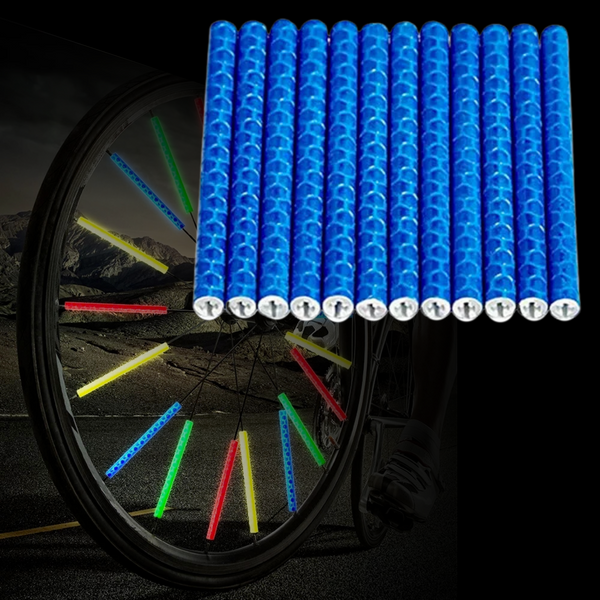 Fiets Spaak Reflector Blauw - Set 12 Stuks - Glow In The Dark - Spaakreflector - Spaakreflectoren Staafjes