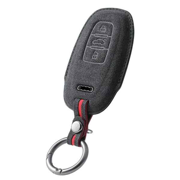 Luxe Alcantara Sleutelcover - Sleutelhoesje Geschikt voor Audi A1 / A3 / / A4 / A5 / A6 / A7 / A8 / Q3 / Q5 / Q7 / S5 / S6 - Alcantara Look - Zacht Sleutel Hoesje - Met Hanger - Auto Accessoires