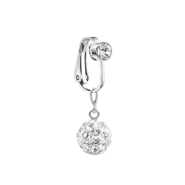 Fake Navelpiercing Zilver - Nep Navelpiercing - Kristal Bolletje - Stainless Steel - Piercing Voor Navel zonder Gaatje