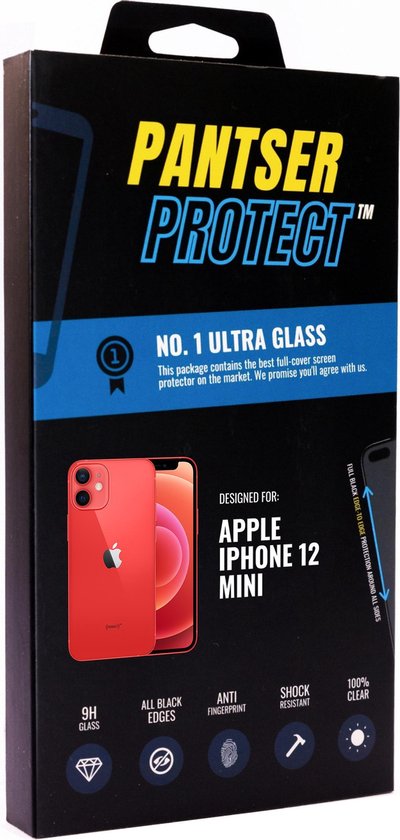 Pantser Protect ™ Case Friendly Screenprotector Geschikt voor Apple iPhone 12 Mini - Premium glazen full-cover Pantserglas Protector - Tempered Glass Bescherm Glas