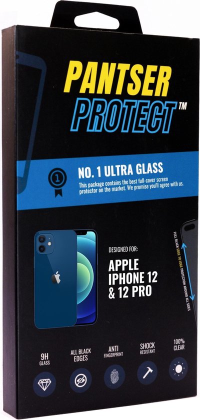 Pantser Protect ™ Case Friendly Screenprotector Geschikt voor Apple iPhone 12 / 12 Pro - Premium glazen full-cover Pantserglas Protector - Tempered Glass Bescherm Glas