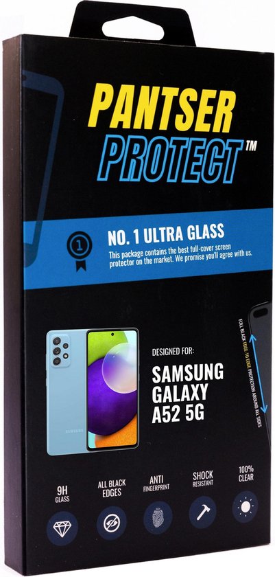 Pantser Protect ™ Case Friendly Screenprotector Geschikt voor Samsung Galaxy A52 / A52S (5G) - Premium glazen full-cover Pantserglas Protector - Tempered Glass Bescherm Glas