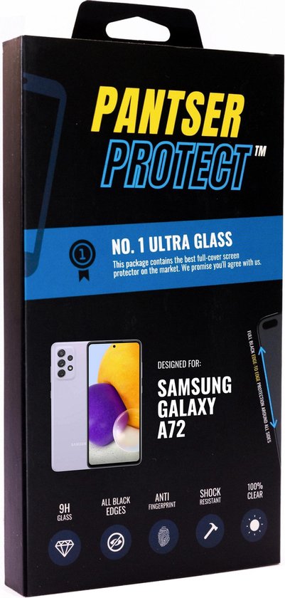 [EOL] Pantser Protect ™ Case Friendly Screenprotector Geschikt voor Samsung Galaxy A72 - Premium glazen full-cover Pantserglas Protector - Tempered Glass Bescherm Glas